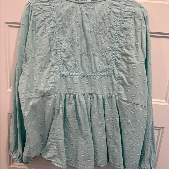 Torrid Aqua Blouse with Embroidered Detail 2 - Picture 9 of 9